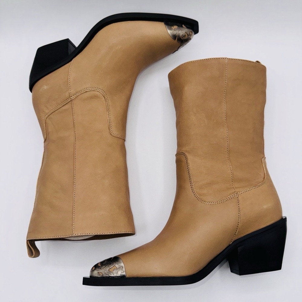 Free People Faster Horses Filigree Boot Women's Size 7.5 Camel Leather Cap Toe - Picture 10 of 16